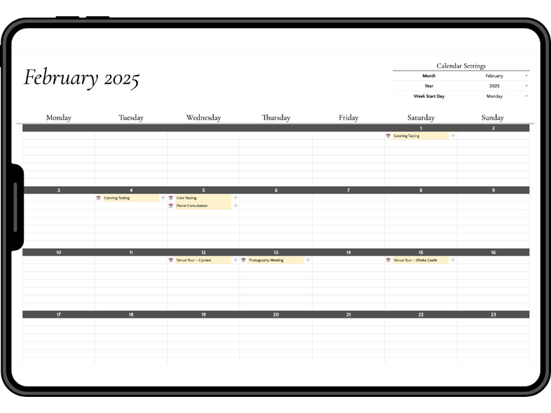 Pré-visualização do Calendário Inteligente